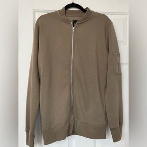 BooHoo Man Tan Zip Up Sweater Size Medium